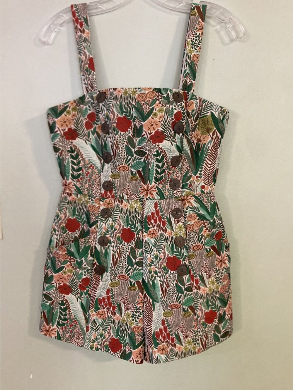 Hutch Marcy Floral Print Jacquard Sleeveless Square Neck Romper Size 2